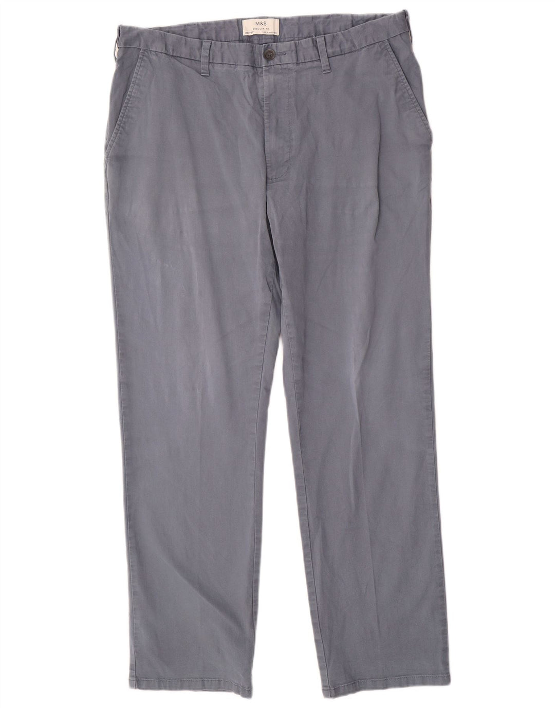 Marks & Spencer Ανδρικό παντελόνι Chino με κανονική εφαρμογή W38 L31 Μπλε βαμβακερό