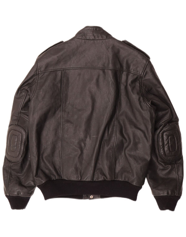 Ανδρικό δερμάτινο τζάκετ VINTAGE Military IT 54 2XL Μαύρο Δερμάτινο