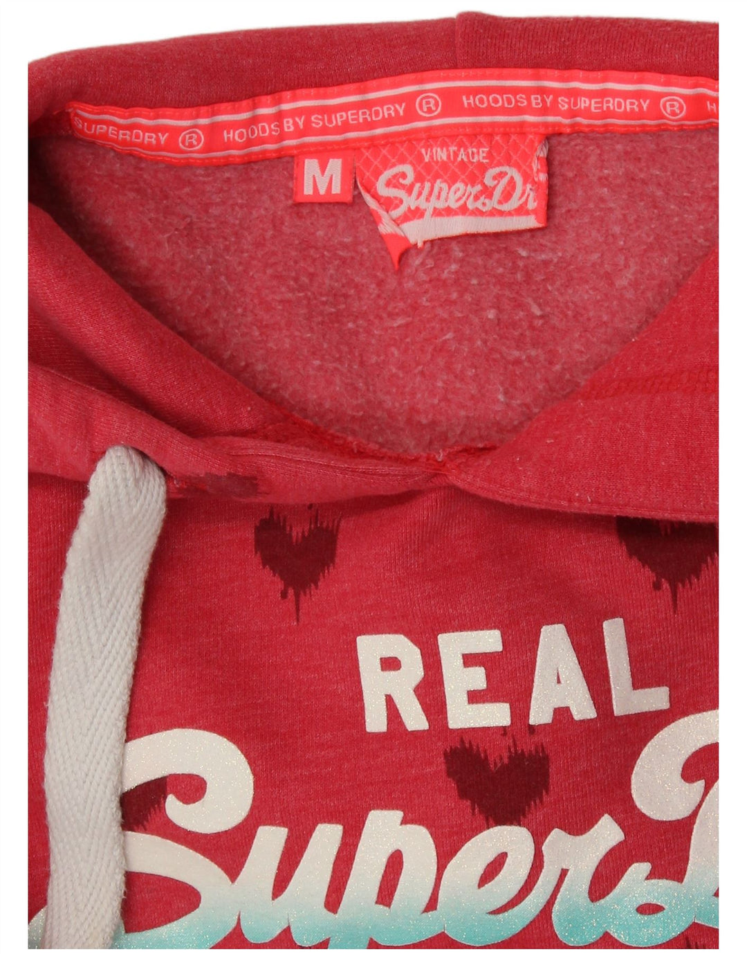 Γυναικείο γραφικό κουκούλα SUPERDRY UK 14 Medium Red Heart