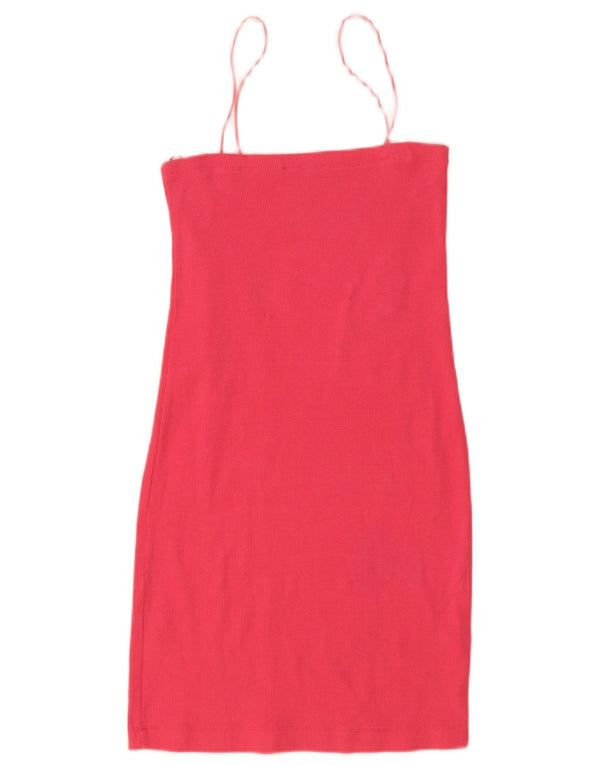 Zara Γυναικείο Slip Dress UK 14 μεγάλο ροζ βαμβακερό