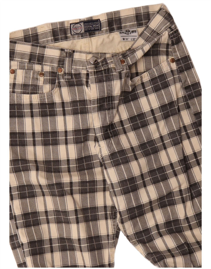 Πάρτε Two Mens Straight Casual Παντελόνι W31 L32 Beige Check Cotton