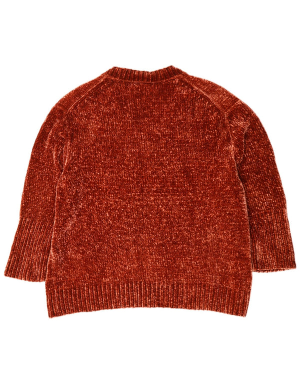 Zara γυναικείο πουλόβερ μεγάλου μεγέθους V-λαιμόκοψη UK 10 μικρό καφέ πολυεστέρα