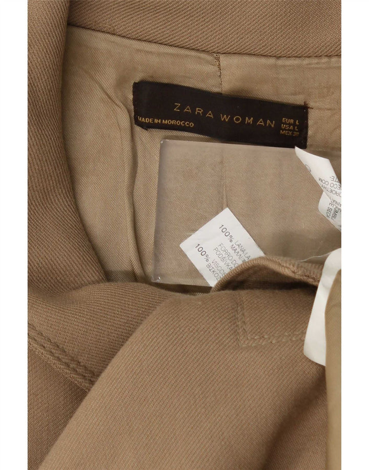 Zara Γυναικείο Παλτό UK 14 Μεγάλο Μπεζ μαλλί