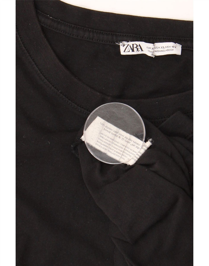 Ανδρικό T-Shirt ZARA Top XL Μαύρο βαμβακερό