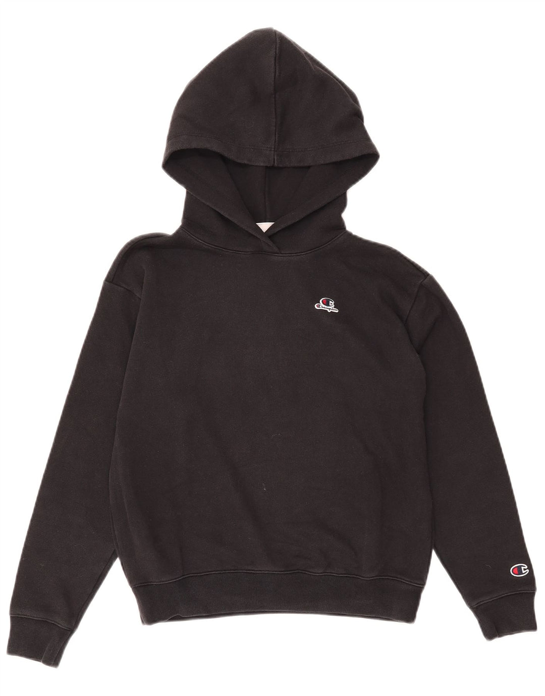 CHAMPION Γυναικείο Crop Oversized Hoodie Jumper UK 6 XS Μαύρο βαμβακερό