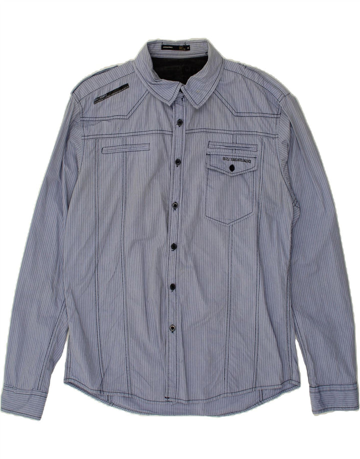 JACK & JONES Mens Slim Fit Shirt XL Blue Striped Vintage Jack & Jones and Second-Hand Jack & Jones from Messina Hembry 
