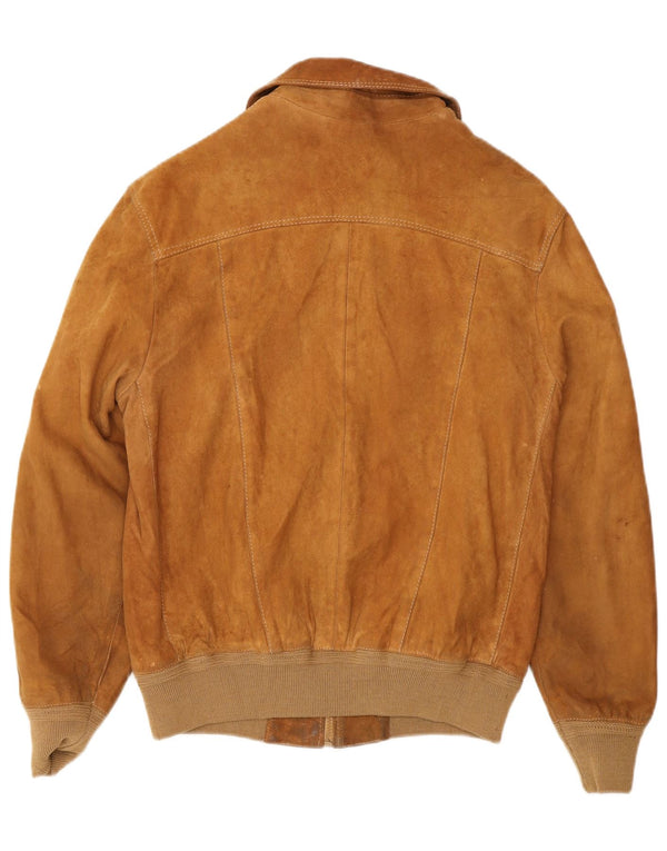 Vintage Ανδρικό Suede Bomber Jacket IT 48 Medium Brown