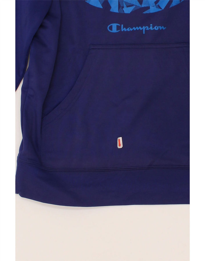CHAMPION Mens Graphic Hoodie Jumper Small Navy Blue Polyester Vintage Champion and Second-Hand Champion from Messina Hembry 
