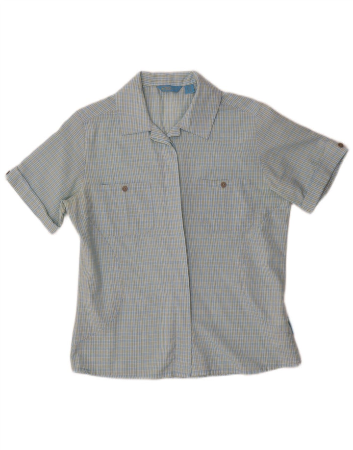 SALEWA Γυναικείο κοντομάνικο πουκάμισο UK 10 Small Blue Check Polyester