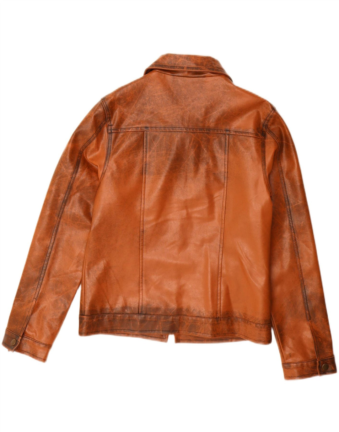 VINTAGE Γυναικείο Δερμάτινο Μπουφάν UK 14 Μεγάλο Καφέ