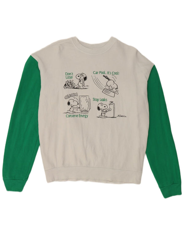 Γραφικό ανδρικό φούτερ Benetton Peanuts Jumper Medium White Colourblock