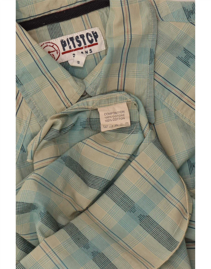 Pit Stop Ανδρικό κοντομάνικο πουκάμισο Small Blue Check Βαμβακερό