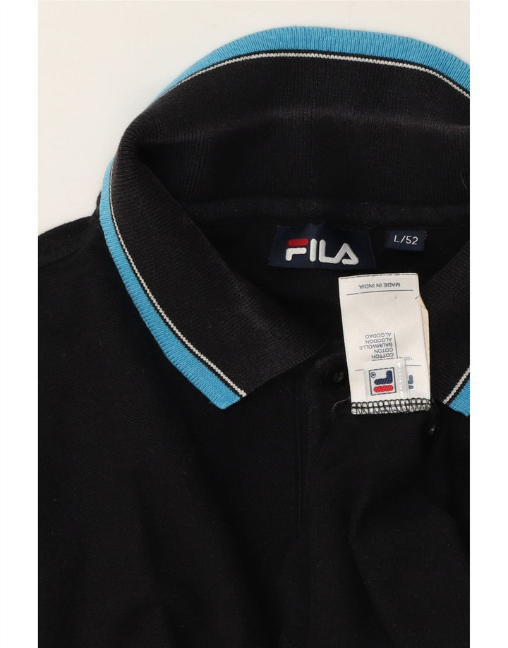 Fila Ανδρικό πουκάμισο πόλο IT 52 μεγάλο μαύρο βαμβακερό