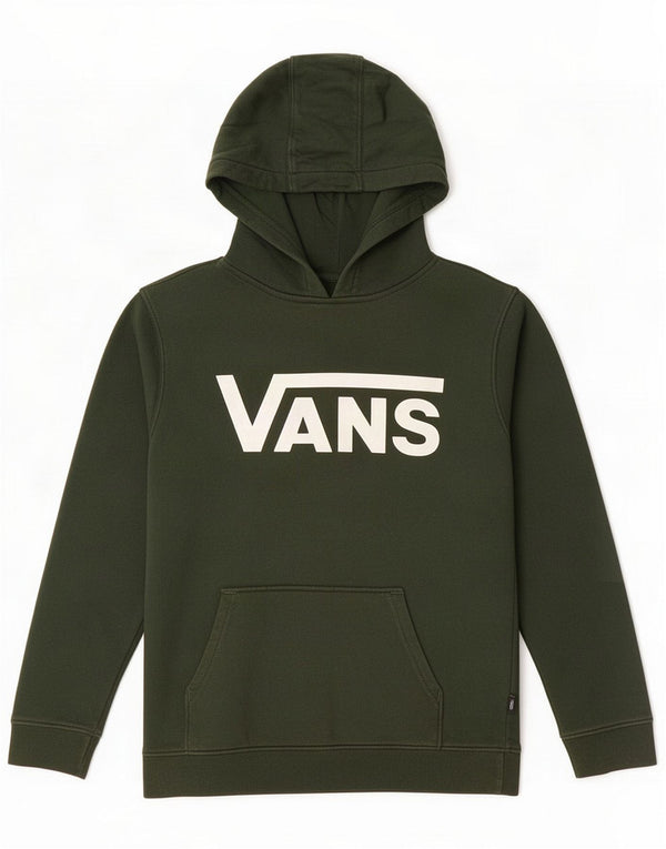 Vans Womens Graphic Hoodie Jumper UK 14 Large Green Cotton