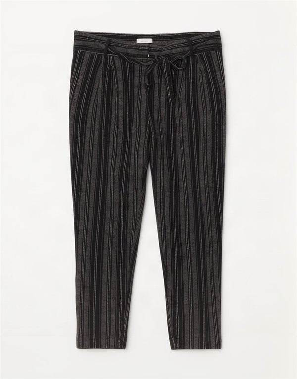 Marks & Spencer Γυναικείο Cropped Παντελόνι UK 16 Large W36 L25 Μαύρο ριγέ