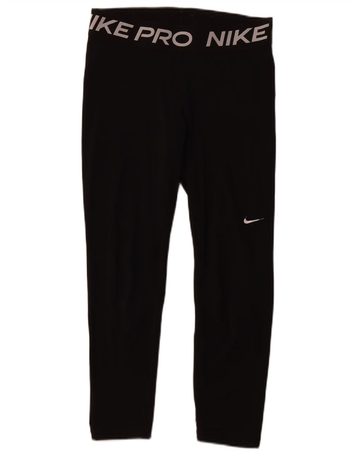 NIKE Womens Graphic Capri Leggings UK 12 Medium  Black Polyester