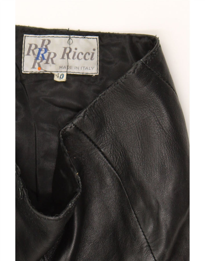 VINTAGE Womens Leather Skirt EU 40 Medium W30  Black Vintage Vintage and Second-Hand Vintage from Messina Hembry 