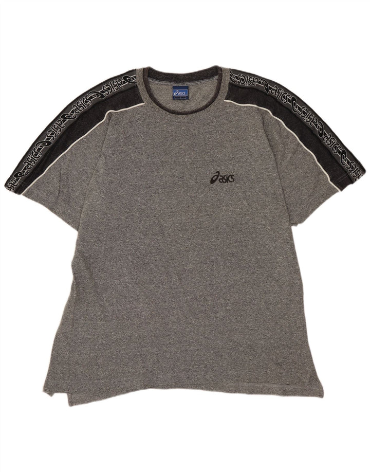 Ανδρικό γραφικό T-Shirt ASICS Top Large Grey Colourblock Βαμβακερό