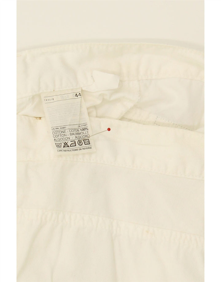 PLAYLIFE Womens Straight Cropped Trousers IT 44 Medium W30 L25 White Vintage Playlife and Second-Hand Playlife from Messina Hembry 