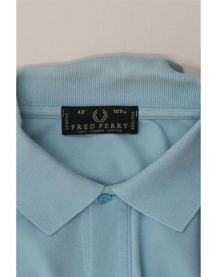 Fred Perry Ανδρικό πουκάμισο Polo από μεσαίο μπλε βαμβακερό
