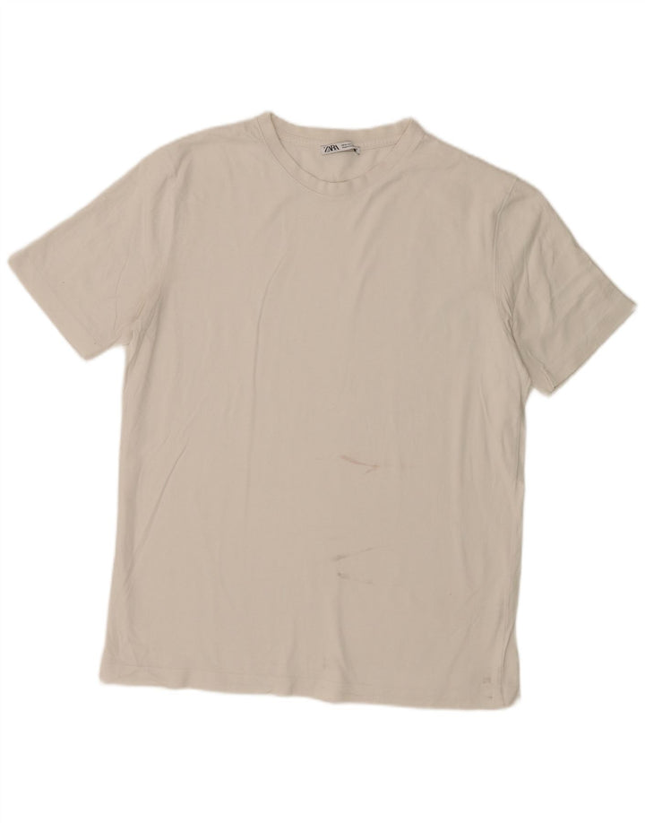 Ανδρικό T-Shirt Zara Τοπ μεσαίο λευκό βαμβακερό