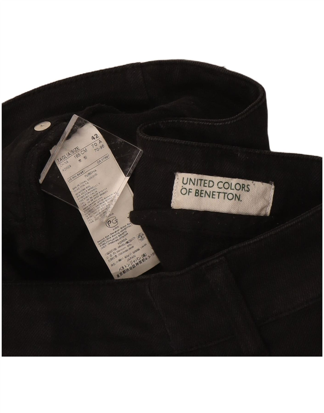Benetton Γυναικείο Χαμηλόμεσο Παντελόνι IT 42 Medium W30 L34 Μαύρο βαμβακερό