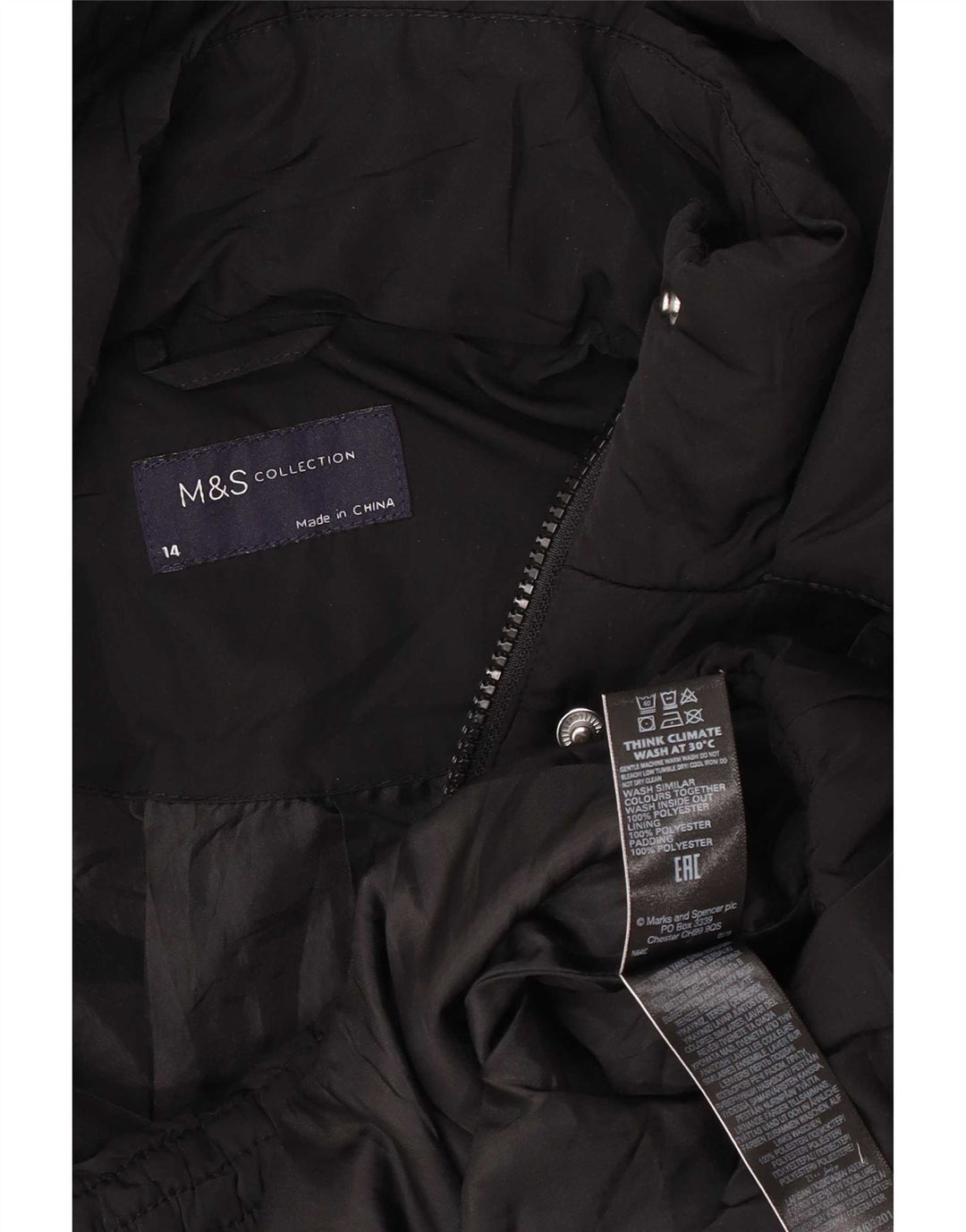 Marks & Spencer Γυναικείο μπουφάν με κουκούλα μεγάλου μεγέθους UK 14 μεγάλο μαύρο