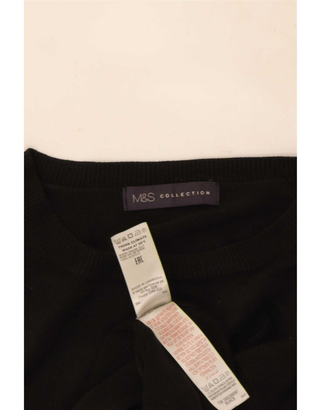 Marks & Spencer Γυναικείο πουλόβερ με λαιμόκοψη UK 14 μεσαίο μαύρο ακρυλικό