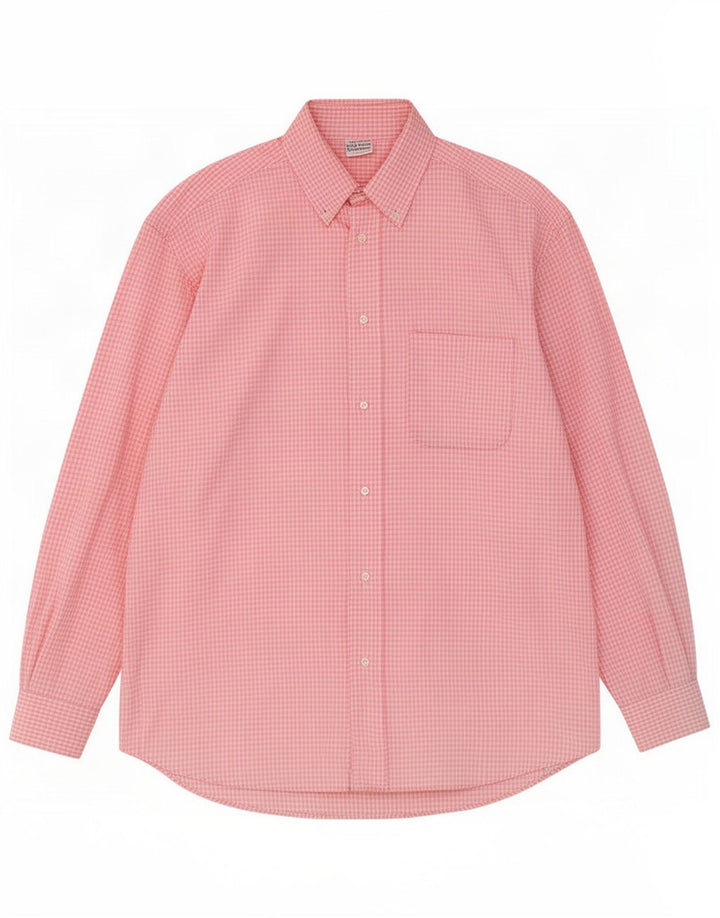 Ανδρικό πουκάμισο Benetton μεγάλο ροζ βαμβακερό Gingham