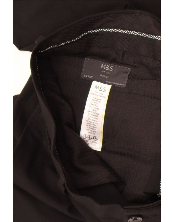 Ανδρικό Skinny Suit Παντελόνι Marks & Spencer W34 L31 Μαύρο πολυεστέρα