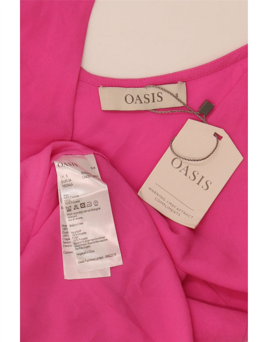 Γυναικεία αμάνικη μπλούζα Oasis Top UK 8 Small Pink Polyester