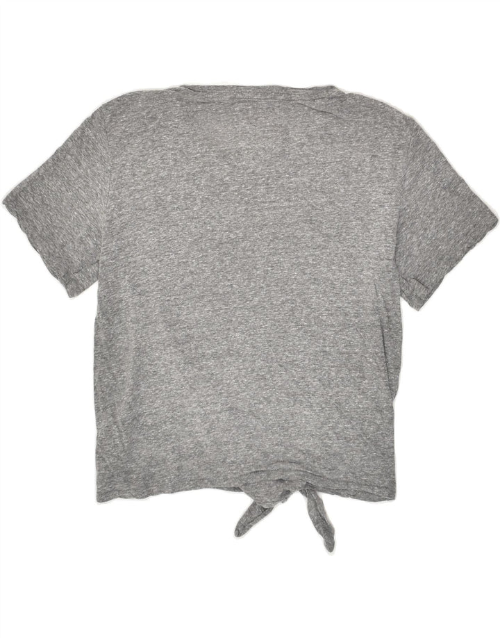 SUPERDRY Womens Front Tie Graphic T-Shirt Top UK 6 XS Grey Linen | Vintage Superdry | Thrift | Second-Hand Superdry | Used Clothing | Messina Hembry 
