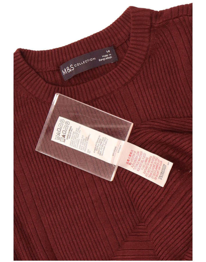 Marks & Spencer Γυναικείο πουλόβερ με λαιμόκοψη UK 14 Medium Maroon Viscose