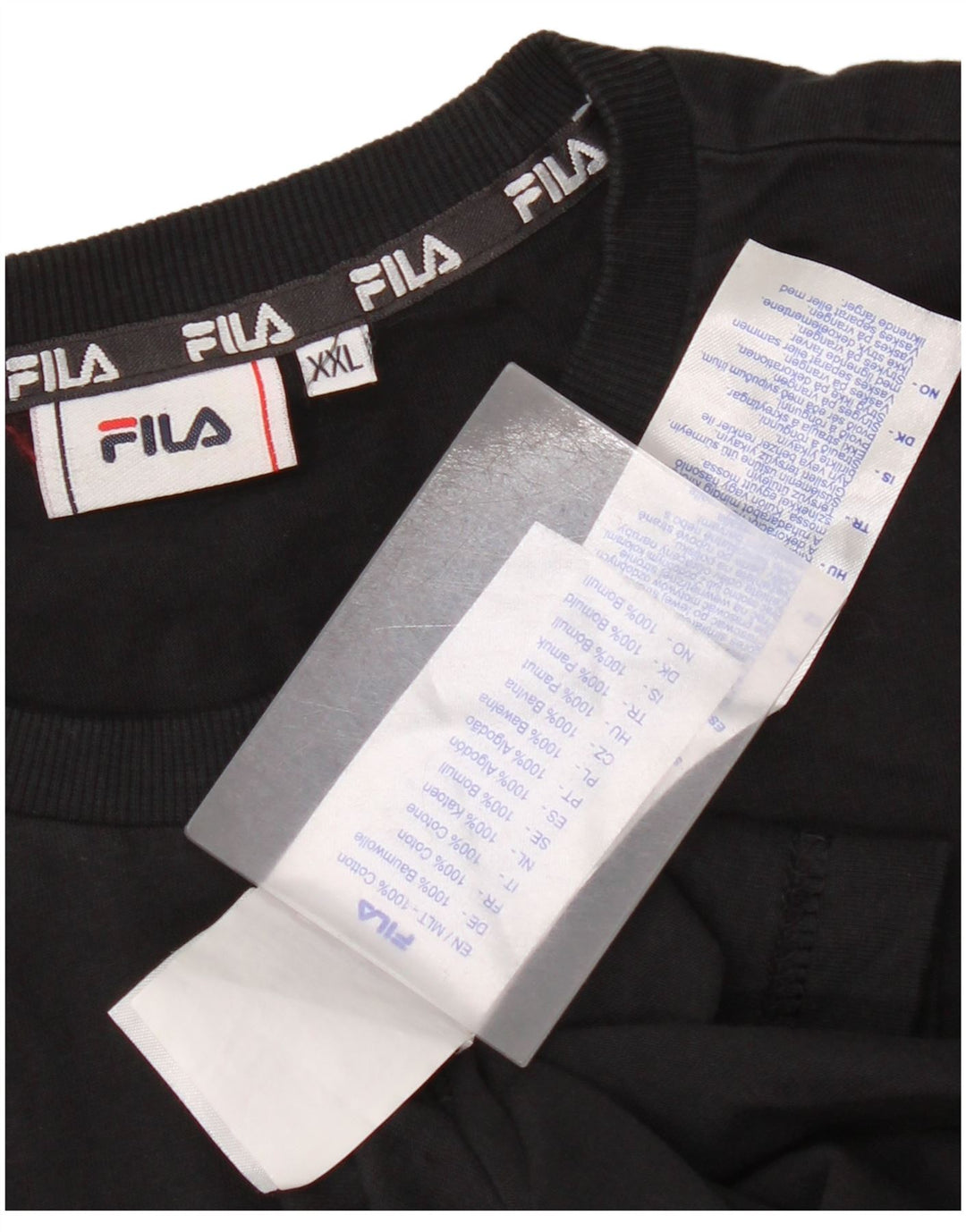 Ανδρικό γραφικό T-Shirt Fila Top 2XL Μαύρο βαμβακερό
