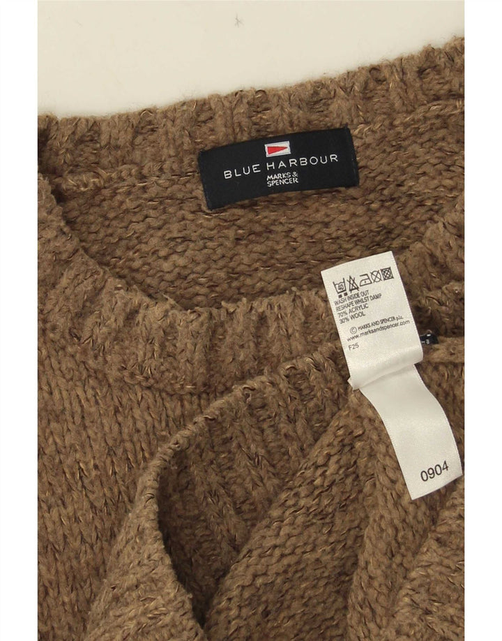 Ανδρικό πουλόβερ Marks & Spencer Blue Harbor Crew Neck Jumper Μεγάλο Καφέ