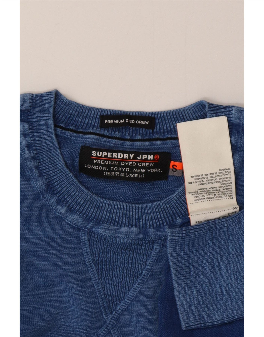 Γυναικείο πουλόβερ με λαιμόκοψη SUPERDRY UK 10 Small μπλε βαμβακερό