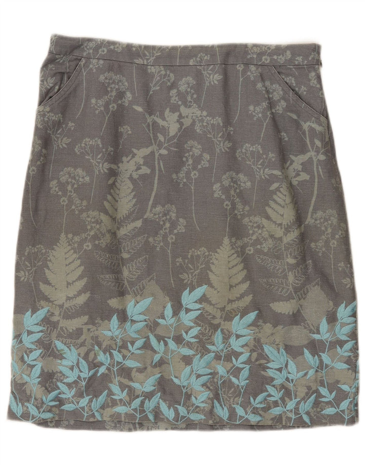 White Stuff Γυναικεία Midi Φούστα UK 12 Medium W32 Γκρι Floral Λινό