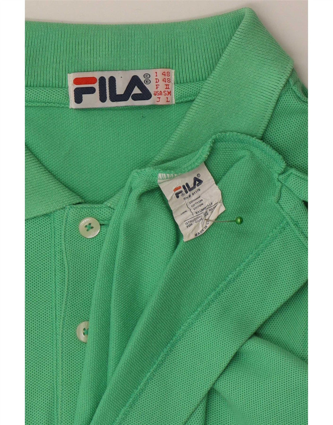 Fila Ανδρικό Πόλο Πουκάμισο IT 48 Μεσαίο Πράσινο Βαμβακερό
