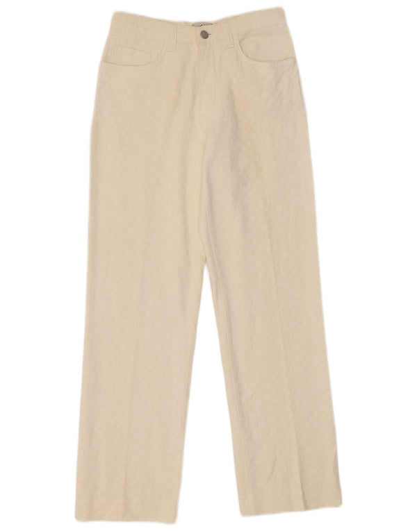 Vintage Γυναικείο Casual Παντελόνι IT 42 Medium W26 L28 Λευκό γεωμετρικό