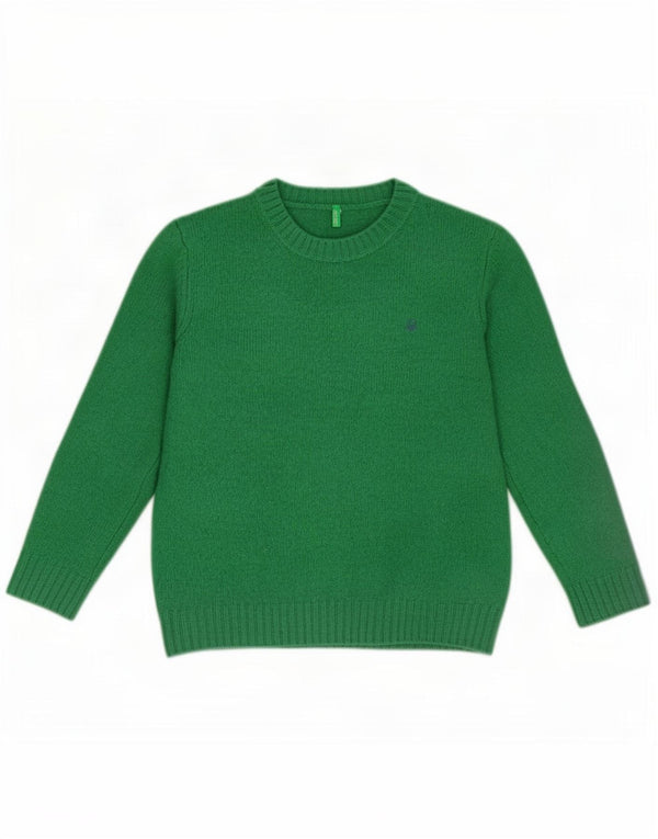 Γυναικείο πουλόβερ Benetton Crew Neck Jumper UK 12 μεσαίο πράσινο παρθένο μαλλί