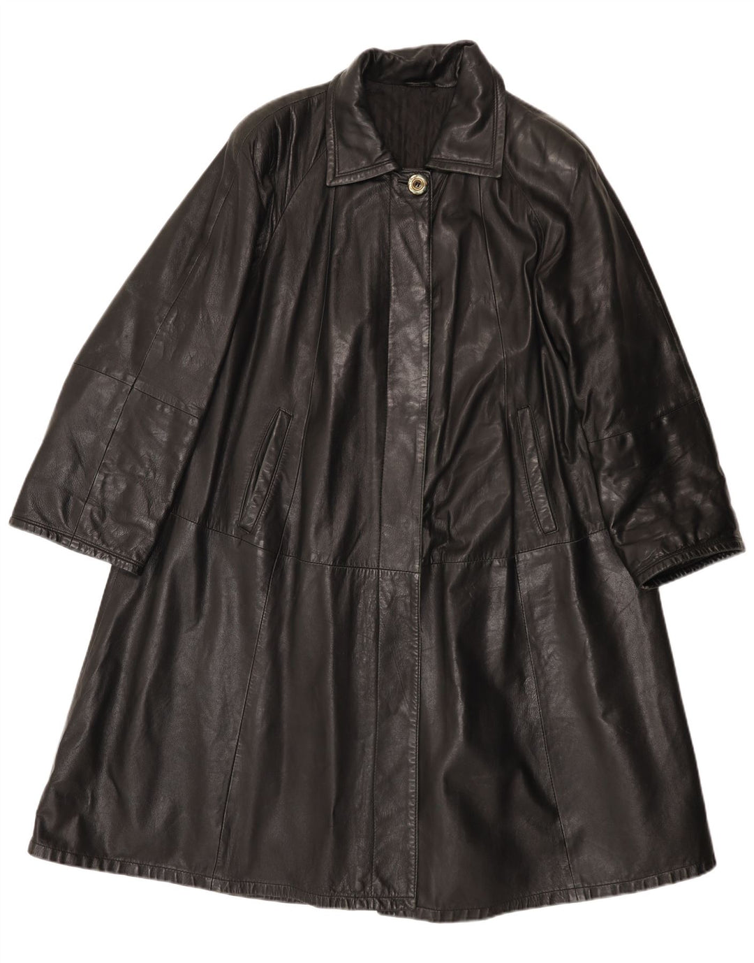 Vintage Γυναικείο Δερμάτινο Παλτό IT 42 Medium Black Leather