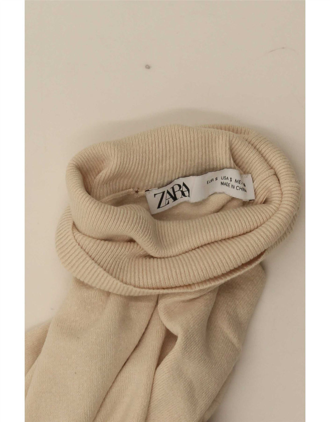 Zara Γυναικείο πουλόβερ με ρολό λαιμόκοψη UK 10 Small Beige