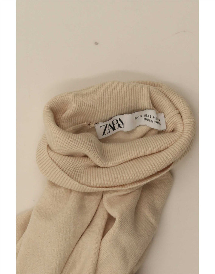 Zara Γυναικείο πουλόβερ με ρολό λαιμόκοψη UK 10 Small Beige