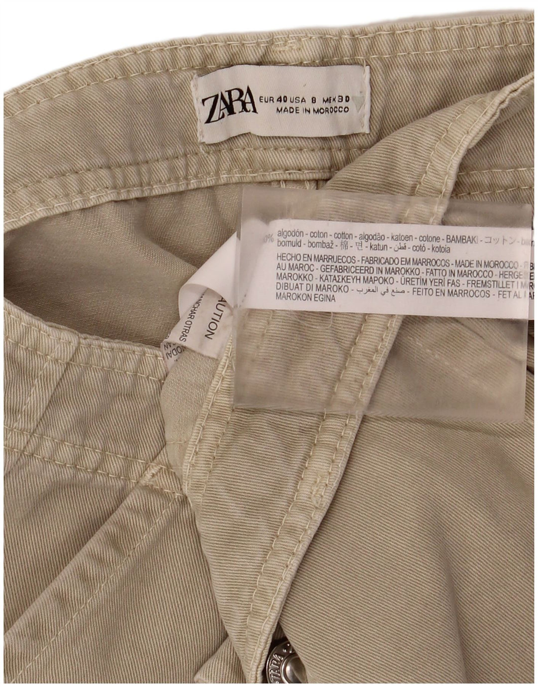 Zara Γυναικείο ίσιο παντελόνι Cargo EU 40 Medium W30 L32 Γκρι βαμβακερό