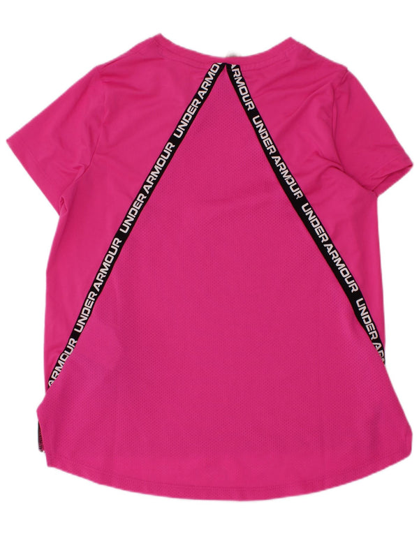 Under Armour Girls Graphic T-Shirt Top 7-8 Years Small Pink Polyester