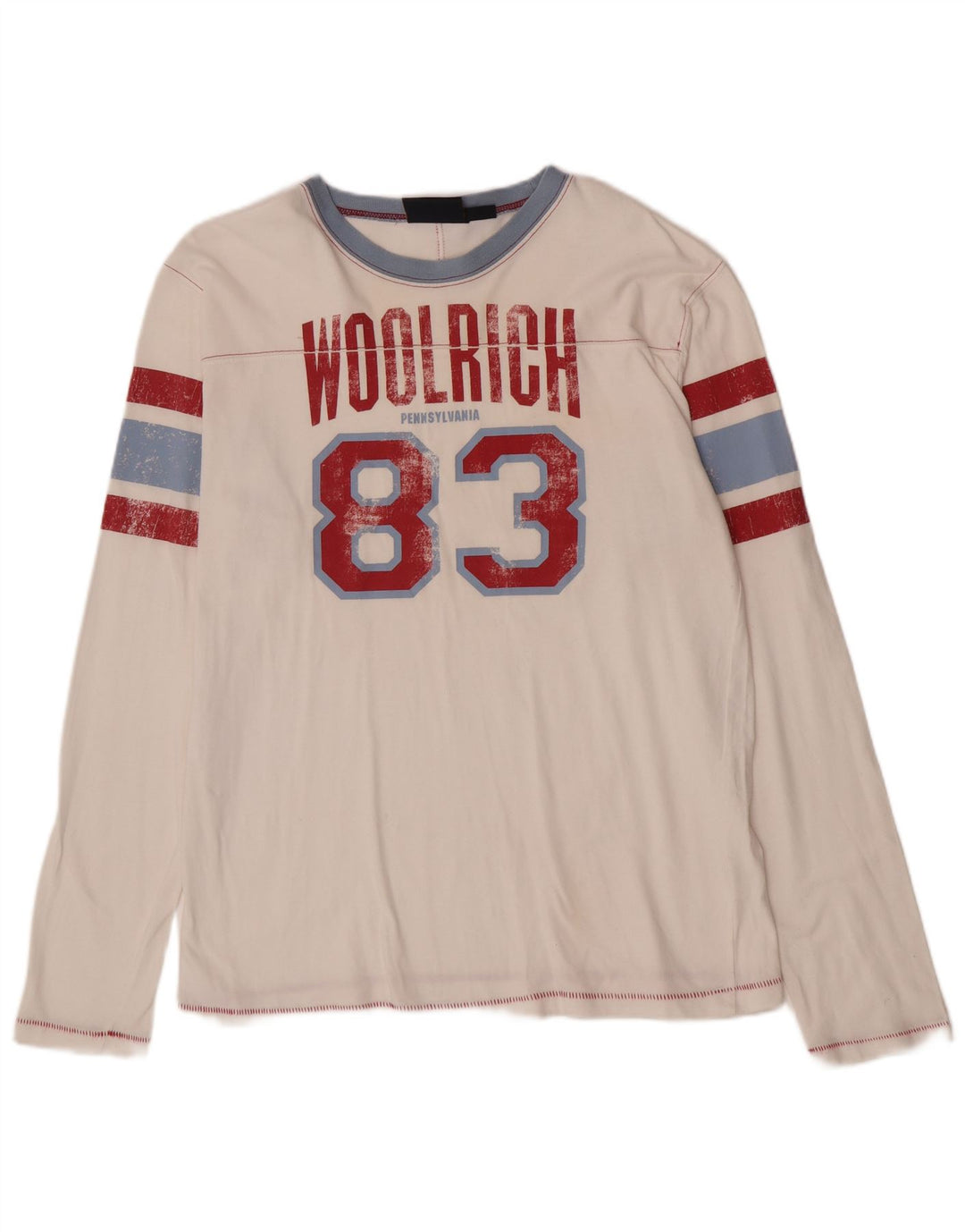 Woolrich Ανδρικό γραφικό μπλουζάκι μακρυμάνικο μεγάλο λευκό βαμβακερό