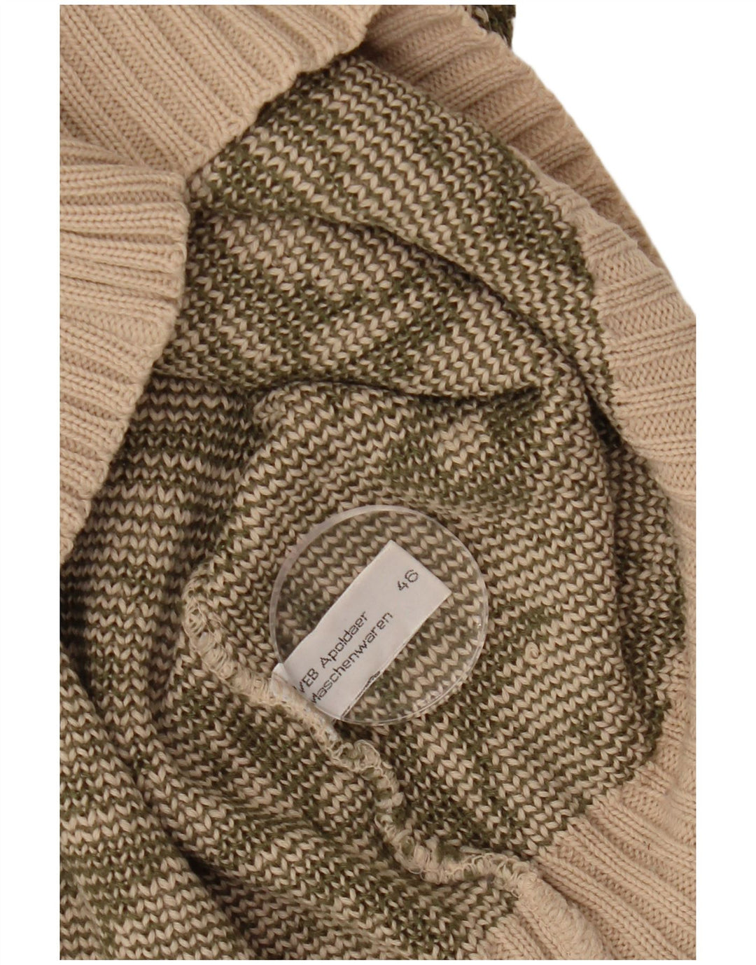 VINTAGE Γυναικείο πουλόβερ με λαιμόκαυστο IT 46 Μεγάλο Μπεζ γεωμετρικό