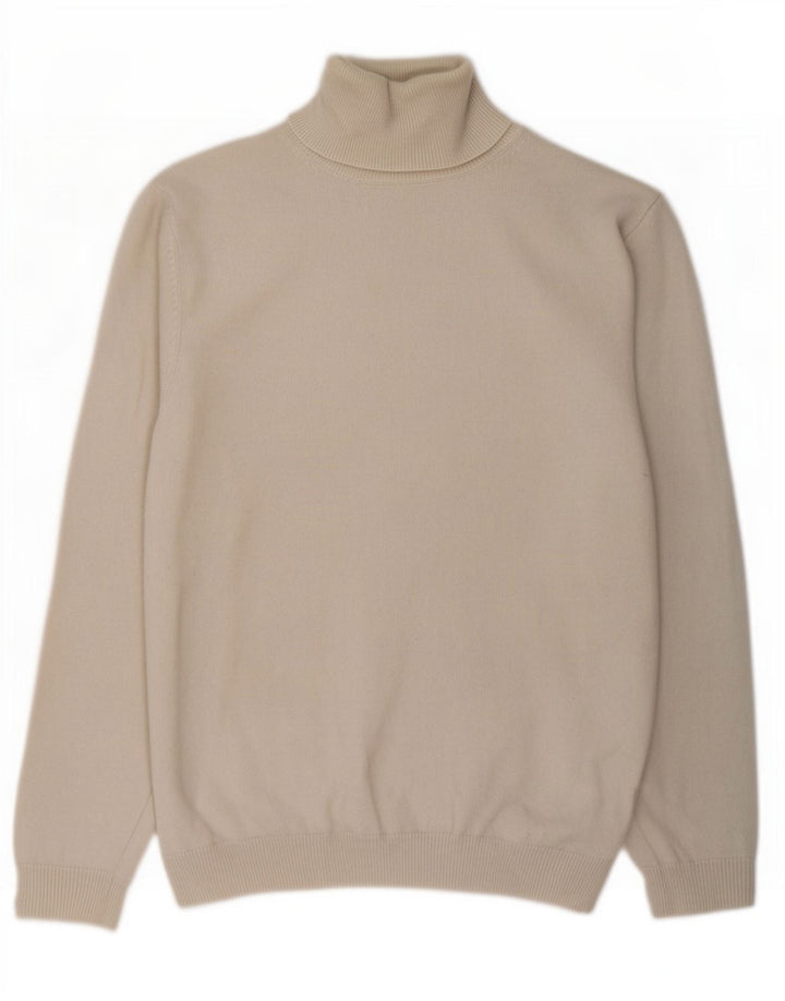 Massimo Dutti Γυναικείο πουλόβερ με ρολό λαιμόκοψη UK 16 μεγάλο μπεζ μαλλί