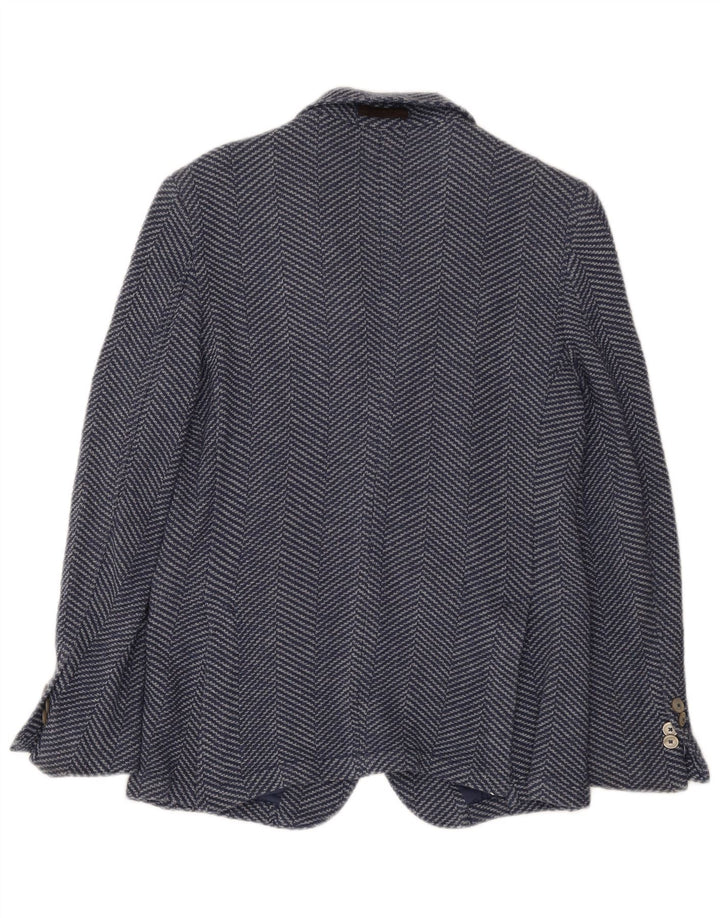 Massimo Dutti Ανδρικό πλεκτό μπουφάν μπλέιζερ EU 46 Small blue ψαροκόκαλο