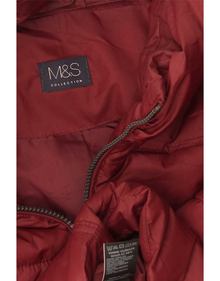 Marks & Spencer Γυναικείο μπουφάν με κουκούλα UK 12 μεσαίο πολυεστέρας μπορντό